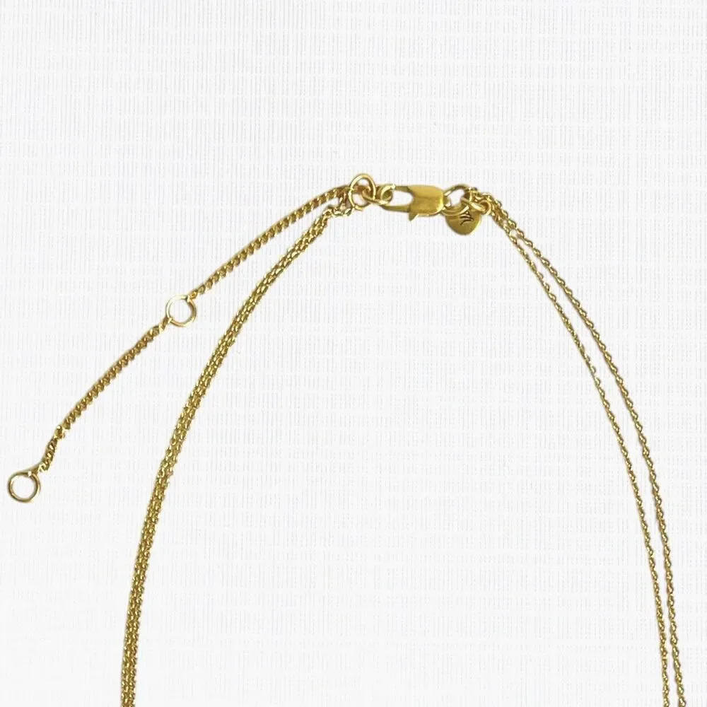 Madewell Circle Chain Necklace Gold Tone Round Pendant Double Chain Gold Plated - Picture 4 of 7